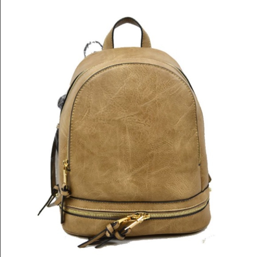 Stone Faux leather 3 Zipper Backpack